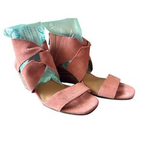 Lucky Brand suede dusty rose pink heel sandals sz 6.5 Boho romantic